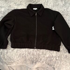 Steve Madden Black Ribbed Bomber-style Jacket